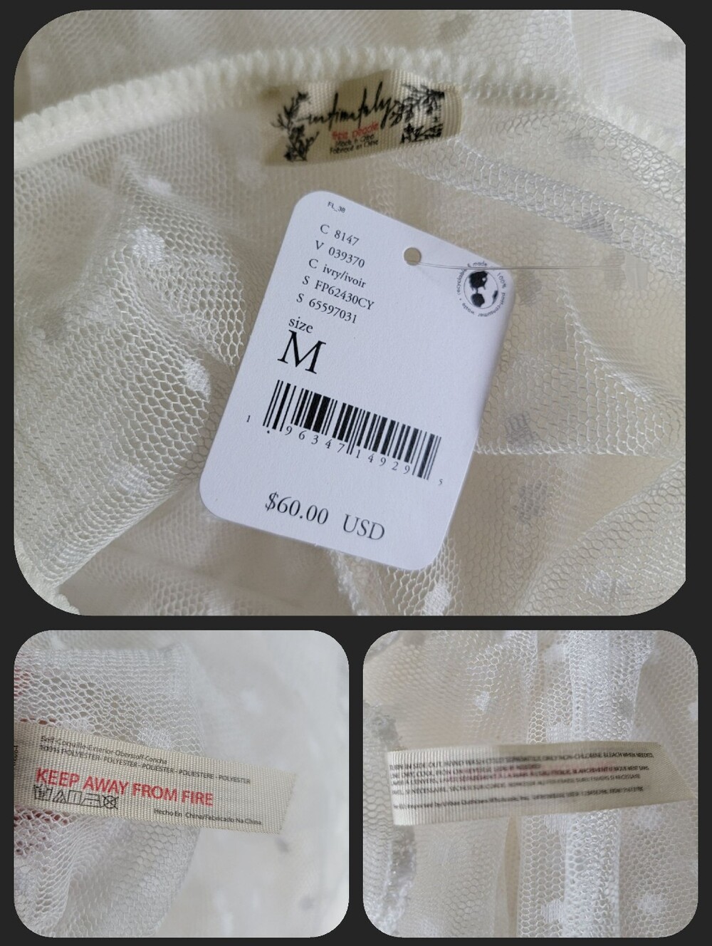 Free People Run Wild White Polka Swiss Dot Ruffled Half Slip Skirt Nwt Sz M - Picture 11 of 11